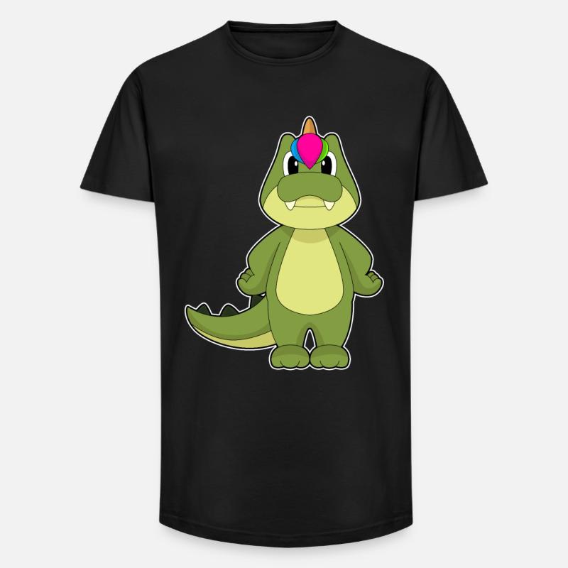 Krokodil Einhorn - Long Fit Männer T-Shirt - Schwarz