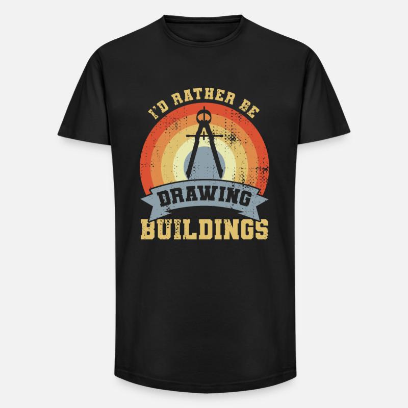 I’d Rather Be Drawing Buildings - Long Fit Männer T-Shirt - Schwarz