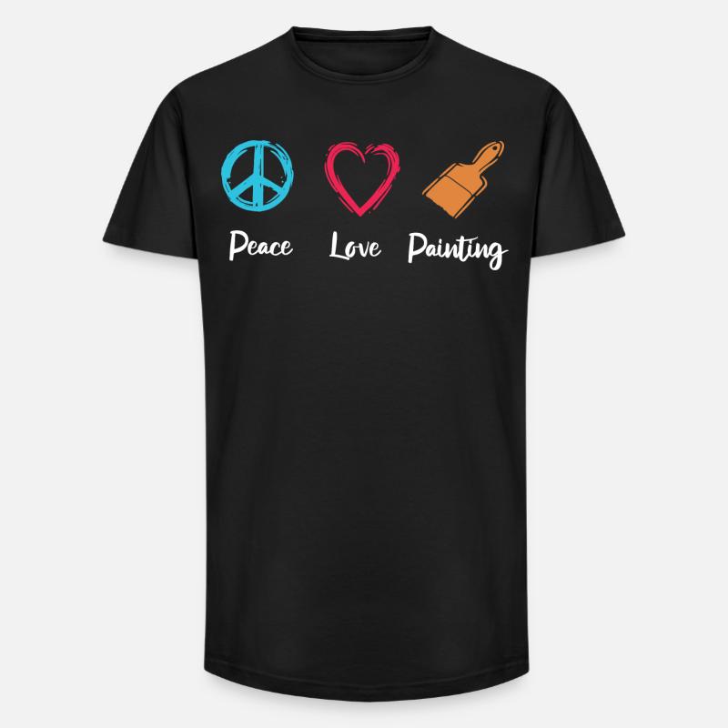 Frieden Liebe Malen - Long Fit Männer T-Shirt - Schwarz