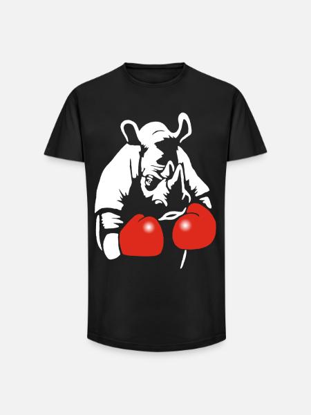 Boxing Rhinoceros - Long Fit Men's T-Shirt - black