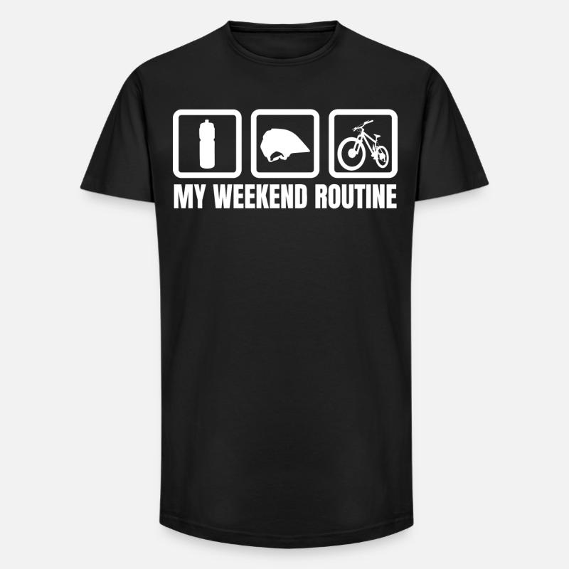 Mountainbike Wochenendroutine - Long Fit Männer T-Shirt - Schwarz