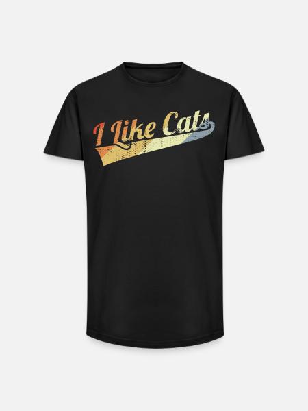I Like Cats - Long Fit Männer T-Shirt - Schwarz
