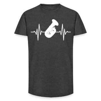 Tuba Player Heartbeat - Long Fit Men's T-Shirt - charcoal grey - Front - AI Model Male 185 light (185cm)