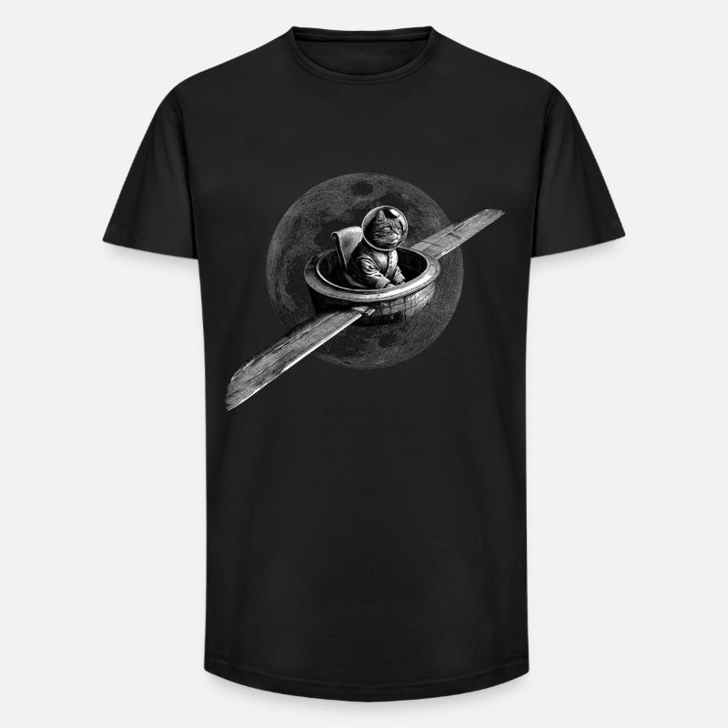 True Moon Love – Fliegende Katze - Long Fit Männer T-Shirt - Schwarz