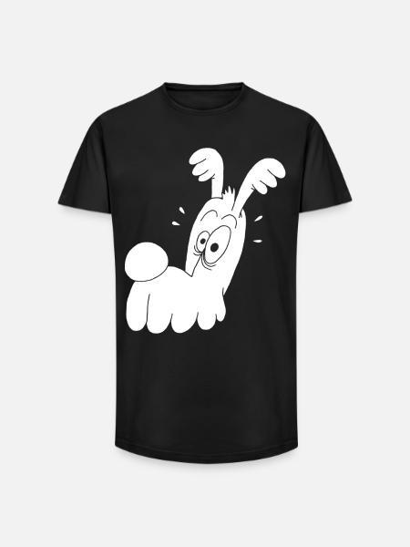 Funny White Dog - Long Fit Men's T-Shirt - black