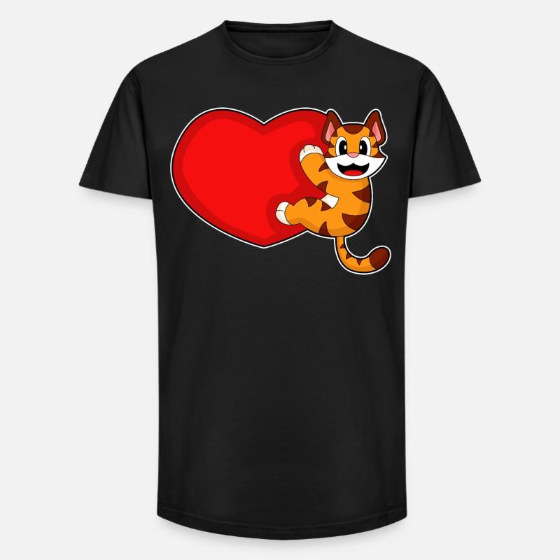 Tiger Herz - Long Fit Männer T-Shirt - Schwarz