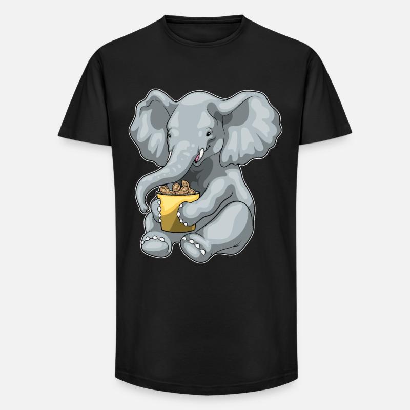 Elefant Erdnüsse - Long Fit Männer T-Shirt - Schwarz