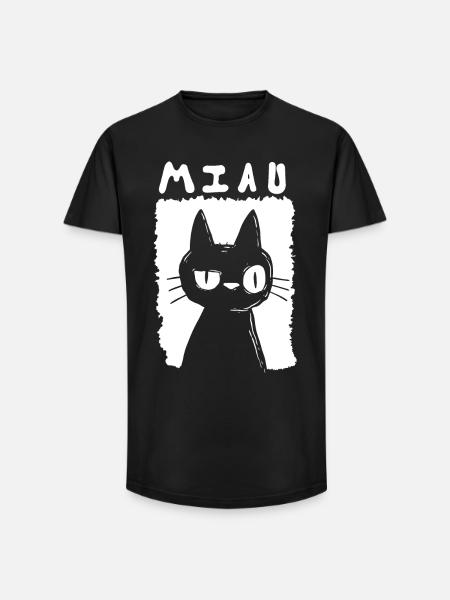 Meow - Long Fit Men's T-Shirt - black