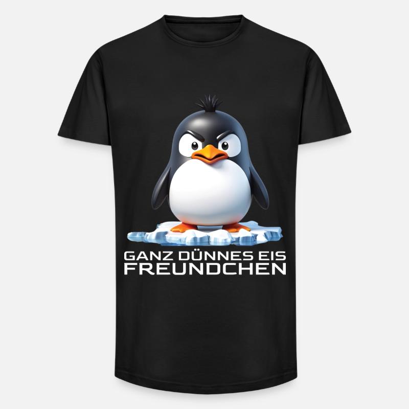 Ganz dünnes Eis Freundchen Pinguin - Long Fit Männer T-Shirt - Schwarz