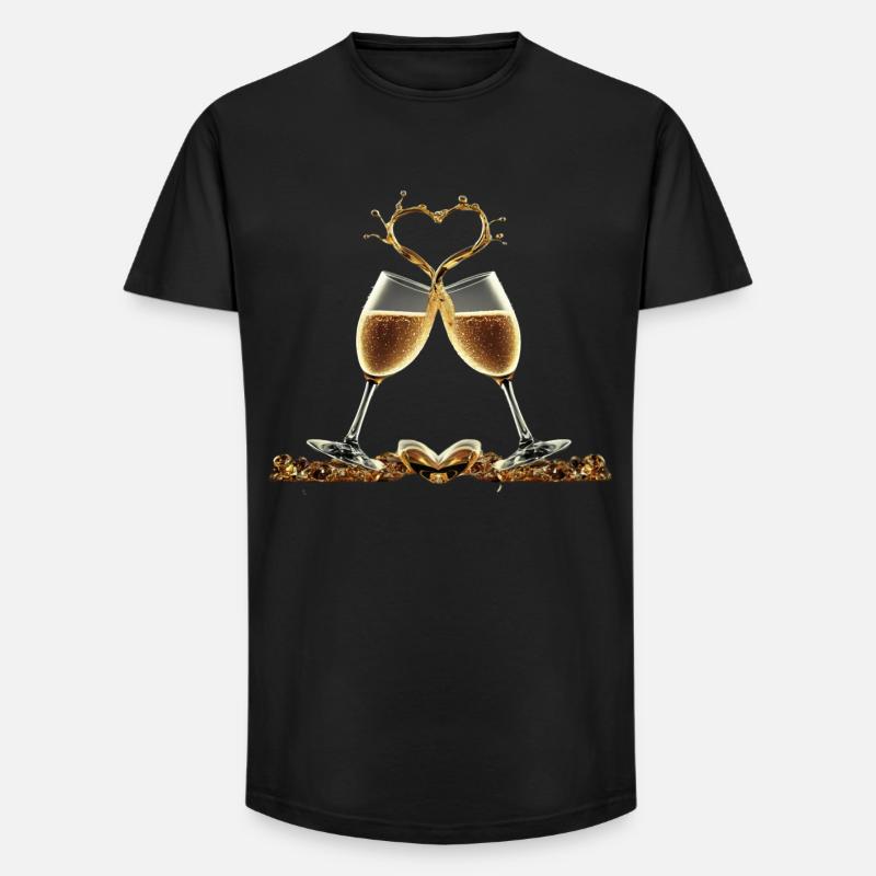 Zwei Gläser bilden ein Herz / Geschenkidee - Long Fit Männer T-Shirt - Schwarz
