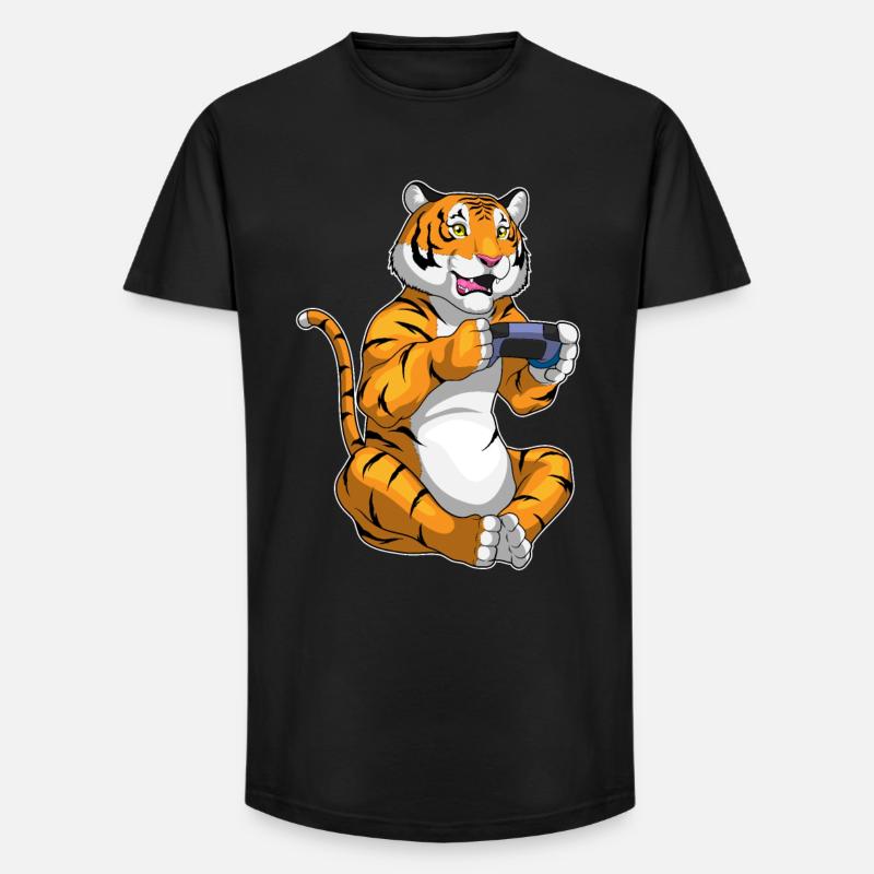 Tiger Gamer Controller - Long Fit Men's T-Shirt - black
