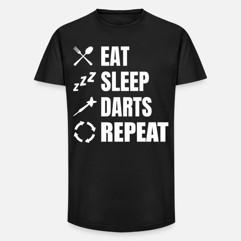 Manger, dormir, répéter les fléchettes - T-shirt coupe longue homme - noir