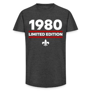 1980 Limited Edition - Long Fit Men's T-Shirt - charcoal grey - Front - AI Model Male 185 light (185cm)