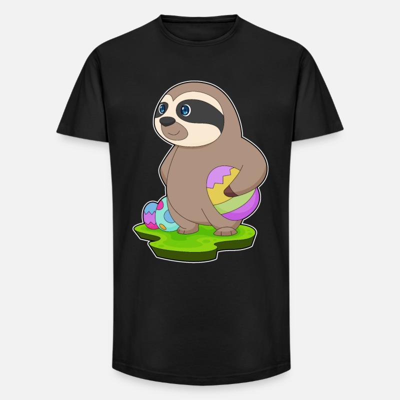 Faultier Ostern Ostereier - Long Fit Männer T-Shirt - Schwarz