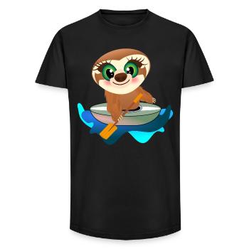 KIDS KAYAK CANOE SLOTH - Long Fit Men's T-Shirt - black - Front - AI Model Male 185 light (185cm)