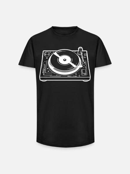 DJ Turntable - Long Fit Männer T-Shirt - Schwarz