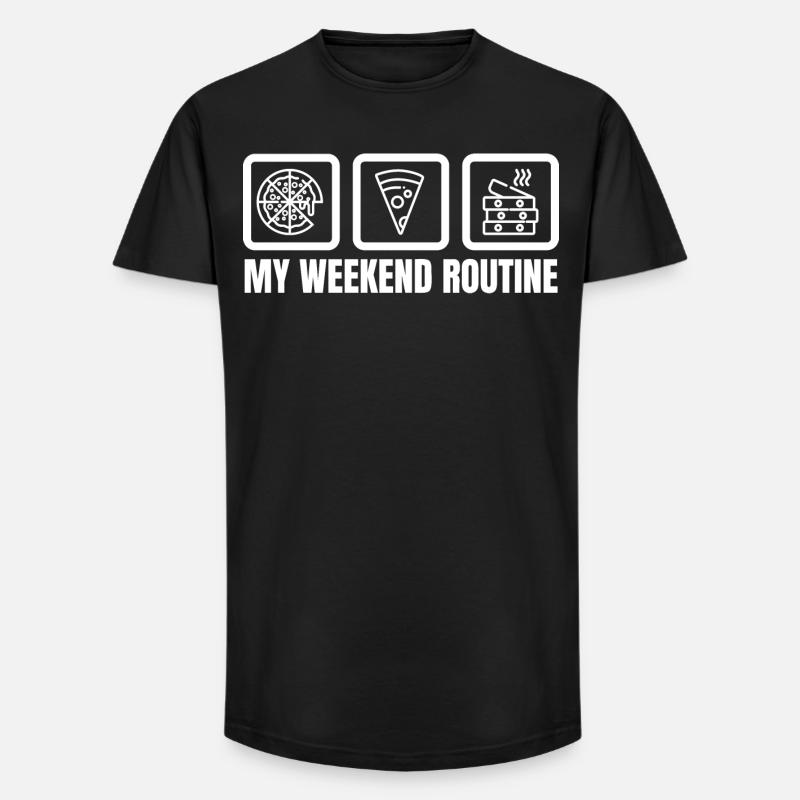 Meine Wochenendroutine - Long Fit Männer T-Shirt - Schwarz