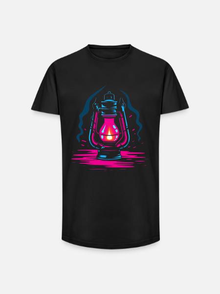 Öllampe Retro Look - Long Fit Männer T-Shirt - Schwarz