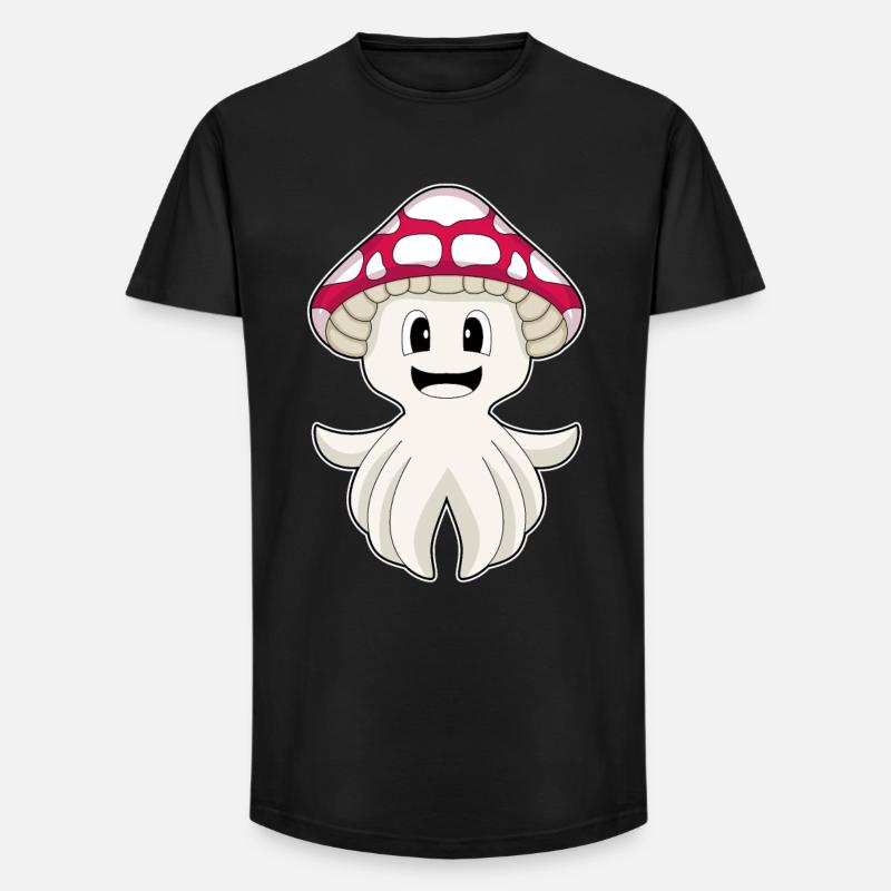 Krake Pilz - Long Fit Männer T-Shirt - Schwarz