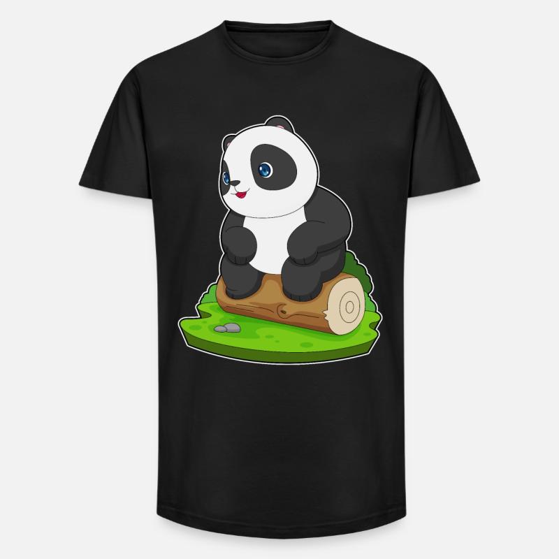 Panda Baumstamm - Long Fit Männer T-Shirt - Schwarz