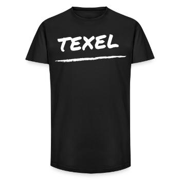 Texel Schriftzug - Long Fit Männer T-Shirt - Schwarz - Vorne - AI Model Male 185 light (185cm)