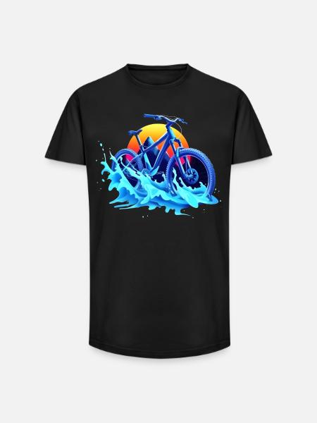 Mountain Biking Vaporwave - Long Fit Men's T-Shirt - black