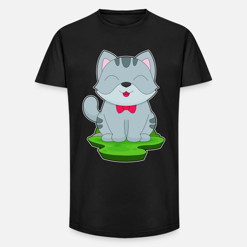 Katze Schleife - Long Fit Männer T-Shirt - Schwarz