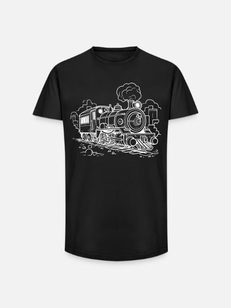 Steam locomotive - Long Fit Men's T-Shirt - black
