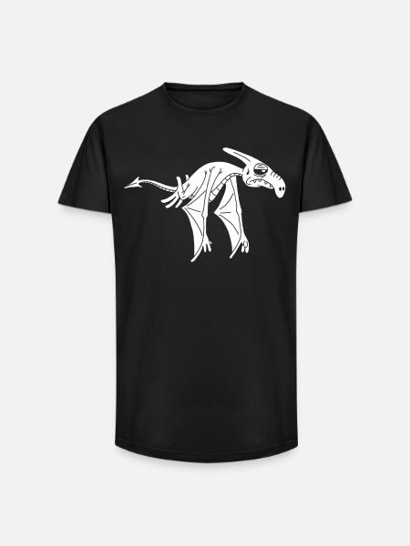 White Flying Dinosaur - Long Fit Men's T-Shirt - black