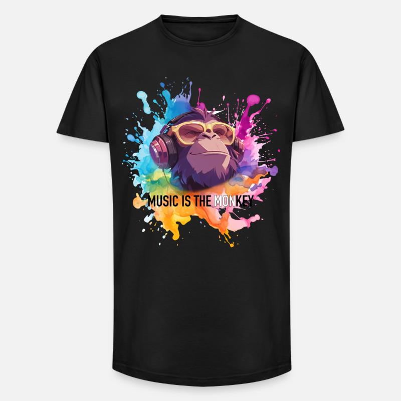 Musik ist der Monkey Wortwitz - Long Fit Männer T-Shirt - Schwarz