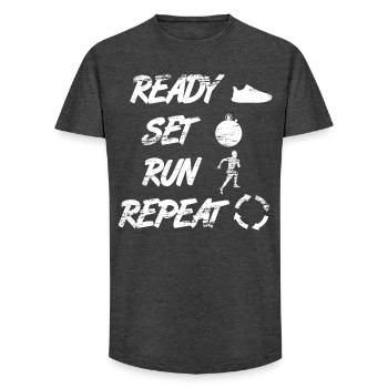 Ready Set Run Repeat - Long Fit Männer T-Shirt - Anthrazit - Vorne - AI Model Male 185 light (185cm)