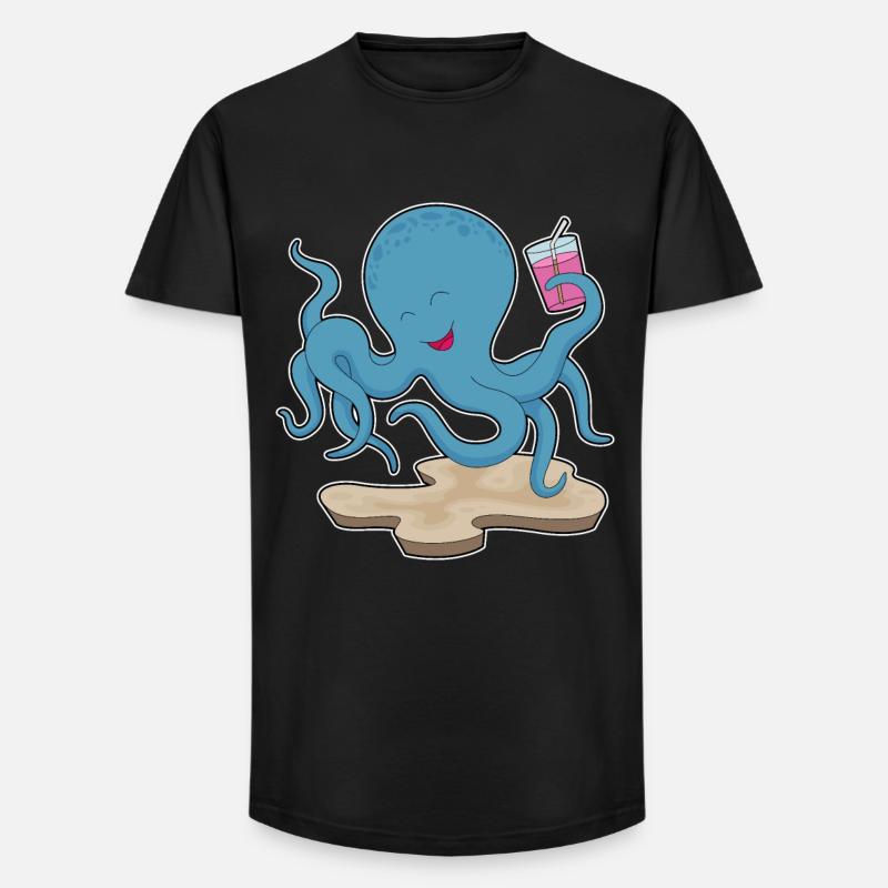 Krake Saft - Long Fit Männer T-Shirt - Schwarz