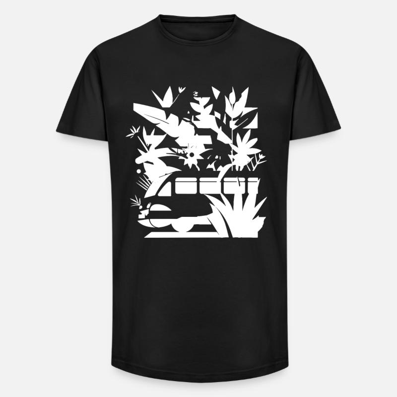 Cartoon Eisenbahn - Long Fit Männer T-Shirt - Schwarz