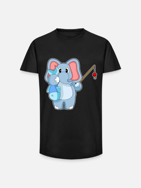 Elephant Angler Fish Fishing - Long Fit Men's T-Shirt - black
