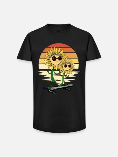 Summer Sunflower Skater Sunflower - Long Fit Men's T-Shirt - black
