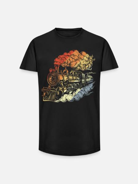 Retro Dampflokomotive - Long Fit Männer T-Shirt - Schwarz
