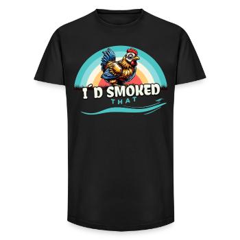 J’avais fumé ce drôle de dicton de poulet grillé au barbecue - T-shirt coupe longue homme - noir - Devant - AI Model Male 185 light (185cm)