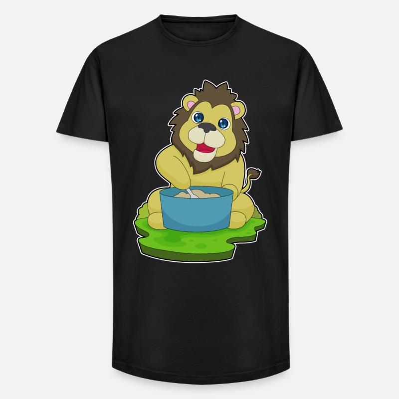 Löwe Kochtopf Löffel - Long Fit Männer T-Shirt - Schwarz