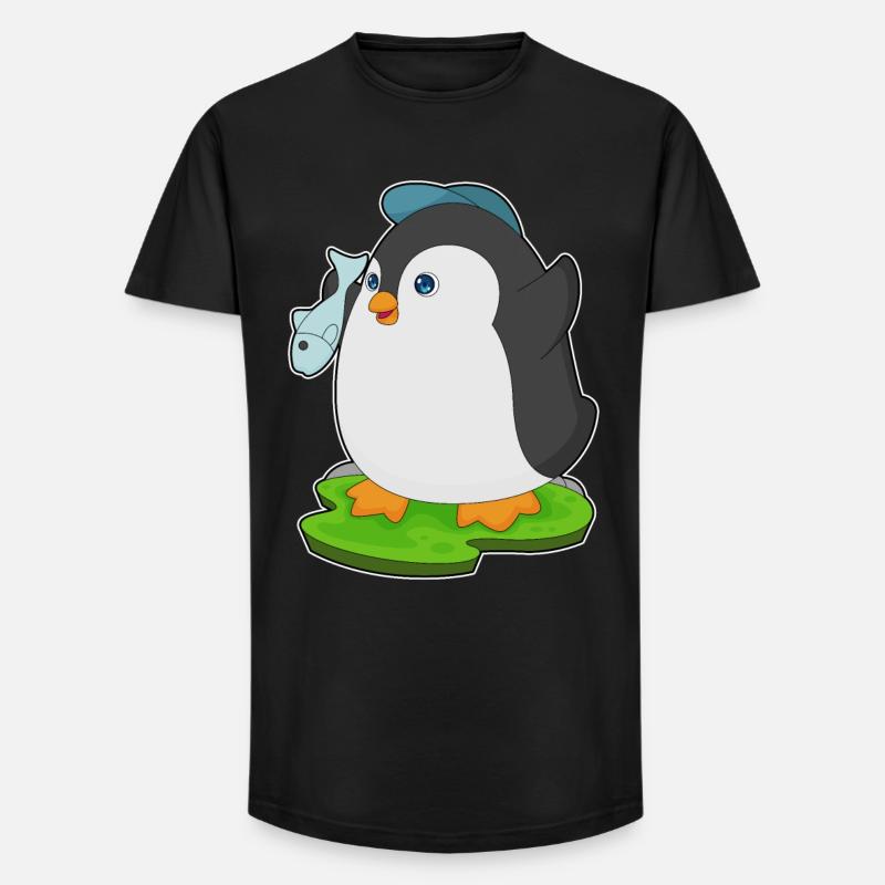 Pinguin Fisch - Long Fit Männer T-Shirt - Schwarz