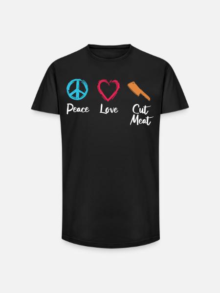 Peace, Love, Cutting Flesh - Long Fit Men's T-Shirt - black