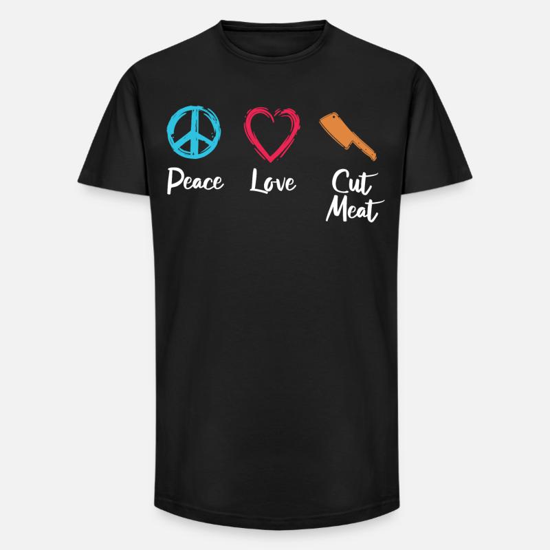 Frieden Liebe Fleisch schneiden - Long Fit Männer T-Shirt - Schwarz