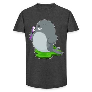 Seal Toothbrush - Long Fit Men's T-Shirt - charcoal grey - Front - AI Model Male 185 light (185cm)