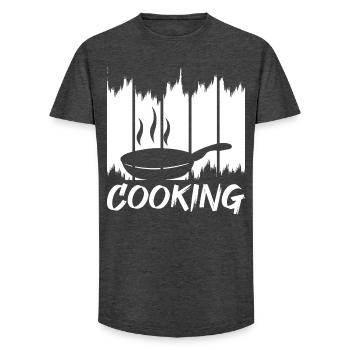 Cuisine amusante - T-shirt coupe longue homme - charbon - Devant - AI Model Male 185 light (185cm)