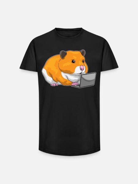 Hamster Laptop - Long Fit Men's T-Shirt - black