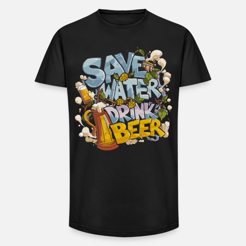 Save Water Drink Beer Biertrinker - Long Fit Männer T-Shirt - Schwarz