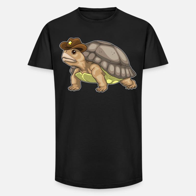 Turtle Sheriff Sheriff's Hat - Long Fit Men's T-Shirt - black