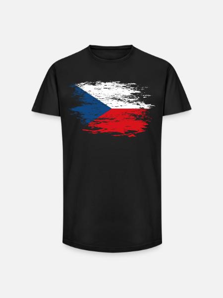 Czech Republic flag used - Long Fit Men's T-Shirt - black