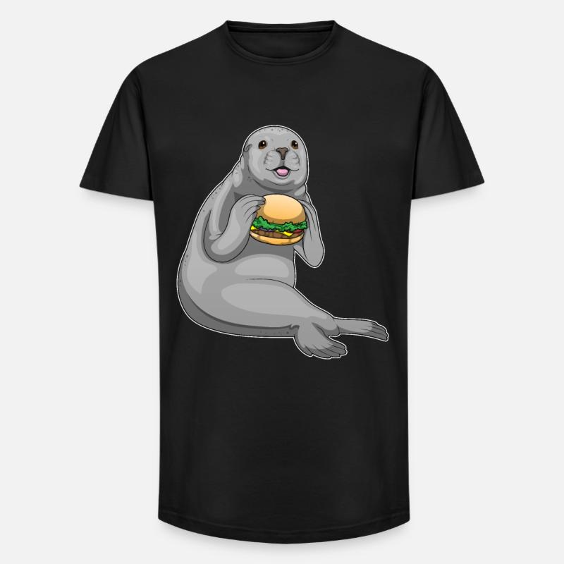 Burger de phoque - T-shirt coupe longue homme - noir