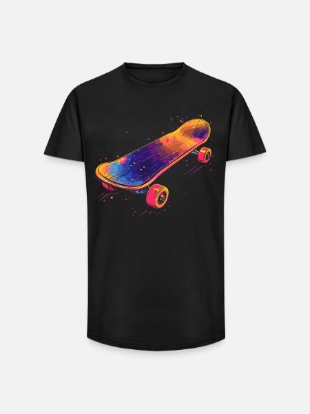 Skateboard Illustration - Long Fit Männer T-Shirt - Schwarz