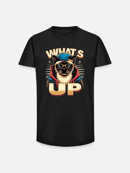 Siamese Cat Whats Up Design - Long Fit Men's T-Shirt - black